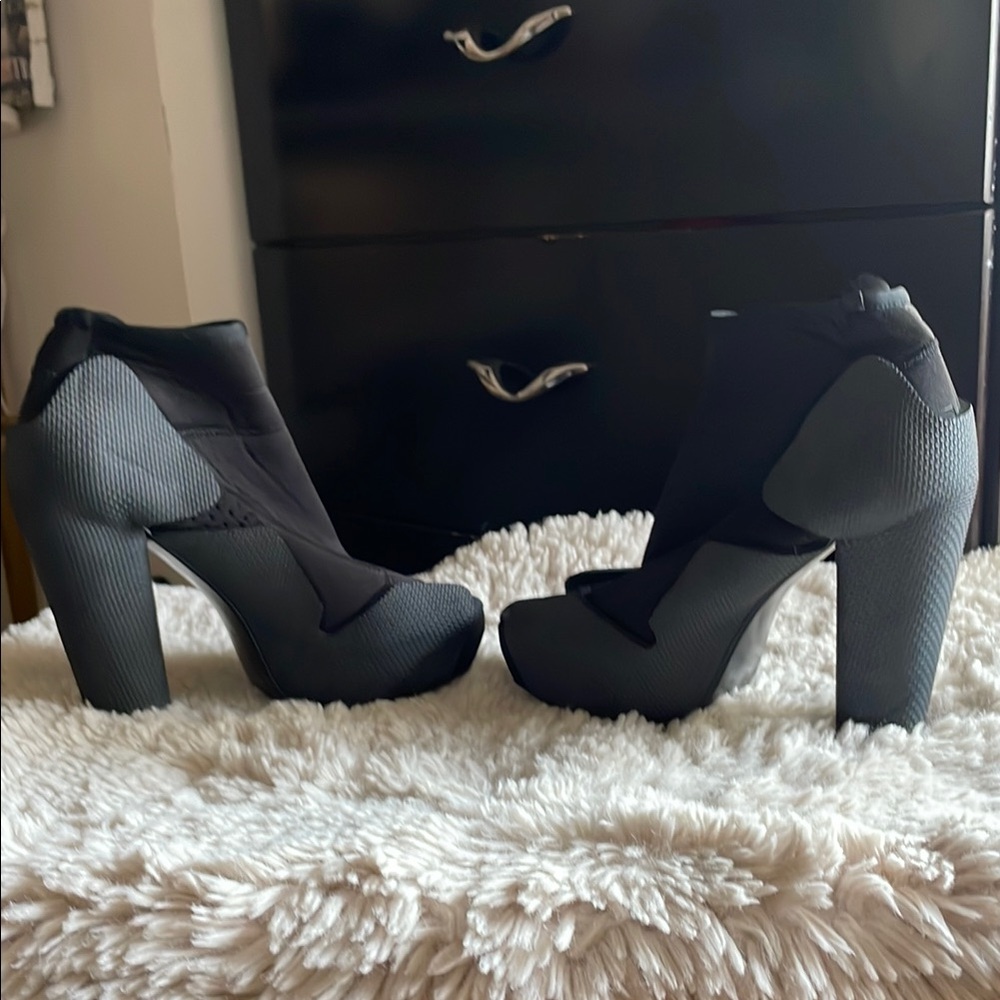 Opening Ceremony Black and Gray Heeled Boots